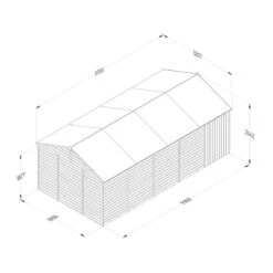 20' X 10' Forest Beckwood 25yr Guarantee Shiplap Pressure Treated Windowless Double Door Reverse Apex Wooden Shed (5.96m X 3.21m) -Halls || Lifetime || Keter Sales spr2010ddnwm line drawing 2023