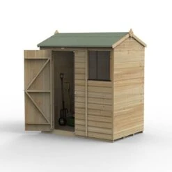 6' X 4' Forest Beckwood 25yr Guarantee Shiplap Pressure Treated Reverse Apex Wooden Shed (1.88m X 1.34m) -Halls || Lifetime || Keter Sales spr641wm open 05.24.23
