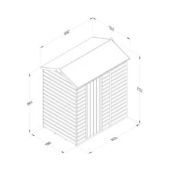 6' X 4' Forest Beckwood 25yr Guarantee Shiplap Pressure Treated Windowless Reverse Apex Wooden Shed (1.88m X 1.34m) -Halls || Lifetime || Keter Sales spr64nwm line drawing 2023