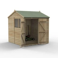 7' X 7' Forest Beckwood 25yr Guarantee Shiplap Pressure Treated Double Door Reverse Apex Wooden Shed (2.28m X 2.12m) -Halls || Lifetime || Keter Sales spr77dd2wm open 05.24.23 1