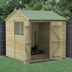 7' X 7' Forest Beckwood 25yr Guarantee Shiplap Pressure Treated Double Door Reverse Apex Wooden Shed (2.28m X 2.12m)