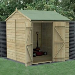 7' X 7' Forest Beckwood 25yr Guarantee Shiplap Pressure Treated Windowless Double Door Reverse Apex Wooden Shed (2.28m X 2.12m)