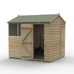 8' X 6' Forest Beckwood 25yr Guarantee Shiplap Pressure Treated Reverse Apex Wooden Shed (2.42m X 1.99m) -Halls || Lifetime || Keter Sales spr862wm open 05.24.23