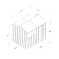 8' X 6' Forest Beckwood 25yr Guarantee Shiplap Pressure Treated Reverse Apex Wooden Shed (2.42m X 1.99m) -Halls || Lifetime || Keter Sales spr862wm line drawing 2023