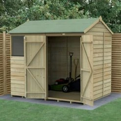 8' X 6' Forest Beckwood 25yr Guarantee Shiplap Pressure Treated Double Door Reverse Apex Wooden Shed (2.42m X 1.99m)