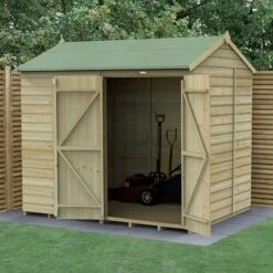 8' X 6' Forest Beckwood 25yr Guarantee Shiplap Pressure Treated Windowless Double Door Reverse Apex Wooden Shed (2.42m X 1.99m)