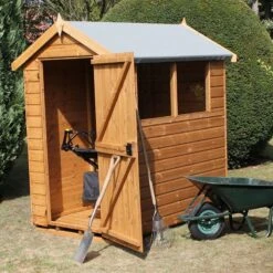 6' X 6' Traditional Standard Shiplap Apex Wooden Garden Shed (1.83m X 1.83m) -Halls || Lifetime || Keter Sales standard apex sheds insitu3 min 8