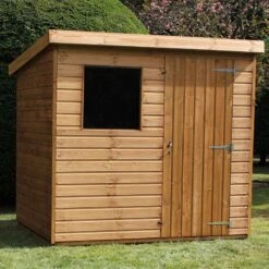 10' X 8' Traditional Standard Shiplap Pent Wooden Garden Shed (3.05m X 2.44m) -Halls || Lifetime || Keter Sales standard pent sheds insitu4 min 1