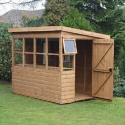 6' X 6' Traditional Shiplap Sun Pent 6' Gable Wooden Garden Shed (1.83m X 1.83m) -Halls || Lifetime || Keter Sales sun pent sheds insitu4 min 2