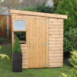 8' X 6' Traditional Shiplap Sun Pent 6' Gable Wooden Garden Shed (2.43m X 1.83m) -Halls || Lifetime || Keter Sales sun pent sheds insitu5 min