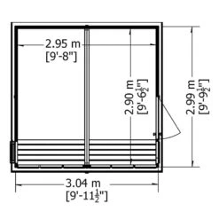 10' X 10' Shire Sun Pent Wooden Garden Potting Shed (3.22m X 3.21m) -Halls || Lifetime || Keter Sales sun1010dsl 1aa 10x10 shire sun pent potting shed drawing1 min 1