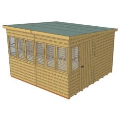 10' X 10' Shire Sun Pent Wooden Garden Potting Shed (3.22m X 3.21m) -Halls || Lifetime || Keter Sales sun1010dsl 1aa 10x10 shire sun pent potting shed drawing2 min 1