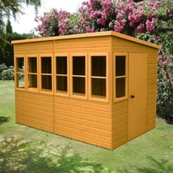 10' X 10' Shire Sun Pent Wooden Garden Potting Shed (3.22m X 3.21m) -Halls || Lifetime || Keter Sales sun1010dsl 1aa 10x10 shire sun pent potting shed insitu min 4