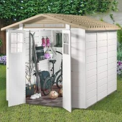 6'6 X 8' Shire Tuscany Evo 240 Apex Plastic Double Door Shed (2.02m X 2.42m)