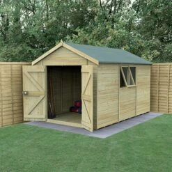 12' X 8' Forest Timberdale 25yr Guarantee Tongue & Groove Pressure Treated Double Door Apex Shed (3.65m X 2.52m)