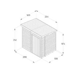 7' X 5' Forest Timberdale 25yr Guarantee Tongue & Groove Pressure Treated Windowless Pent Shed (2.24m X 1.7m) -Halls || Lifetime || Keter Sales tpp75nwm drawing