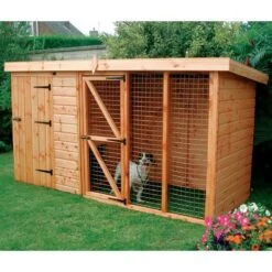 10' X 4' Traditional Pent Wooden Dog Kennel 6' Run - Pet House (3.05x1.22m)
