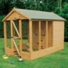 10' X 6' Traditional Apex Wooden Dog Kennel 6' Run - Pet House (3.05x1.83m)