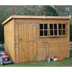 14' X 8' Traditional Heavy Duty Shiplap Pent Wooden Garden Shed (4.28m X 2.44m)