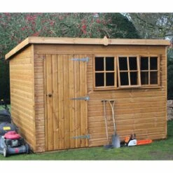 8' X 8' Traditional Heavy Duty Shiplap Pent Wooden Garden Shed (2.44m X 2.44m)