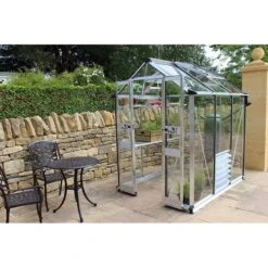 4' X 6' Halls Cotswold Birdlip Small Greenhouse With Toughened Glass (1.47m X 1.94m) -Halls || Lifetime || Keter Sales v01575 eden birdlip 4x6 small greenhouse no3 min