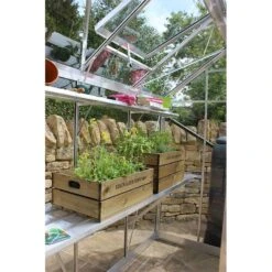 4' X 8' Halls Cotswold Birdlip Small Greenhouse With Toughened Glass (1.47m X 2.56m) -Halls || Lifetime || Keter Sales v01584 eden birdlip 4x8 small greenhouse internal min