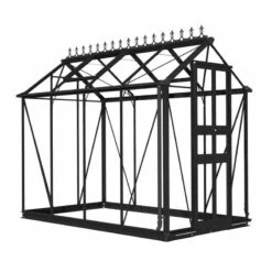 4' X 8' Halls Cotswold Birdlip Small Greenhouse In Black With Toughened Glass (1.47m X 2.56m) -Halls || Lifetime || Keter Sales v01590 eden birdlip 4x8 small greenhouse black cutout min 1