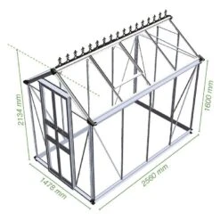 4' X 8' Halls Cotswold Birdlip Small Greenhouse In Black With Toughened Glass (1.47m X 2.56m) -Halls || Lifetime || Keter Sales v01590 eden birdlip 4x8 small greenhouse black drawing min 1