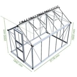 6' X 10' Halls Cotswold Burford Small Greenhouse With Toughened Glass (1.94m X 3.17m) -Halls || Lifetime || Keter Sales v01611 eden burford 6x10 small greenhouse drawing min