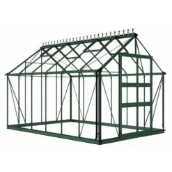 8' X 12' Halls Cotswold Blockley Greenhouse In Green With Toughened Glass (2.56m X 3.79m) -Halls || Lifetime || Keter Sales v01632 eden blockley 8x12 greenhouse green cutout min