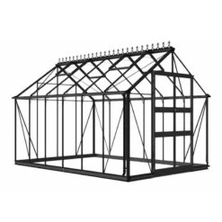 8' X 12' Halls Cotswold Blockley Greenhouse In Black With Toughened Glass (2.56m X 3.79m) -Halls || Lifetime || Keter Sales v01635 eden blockley 8x12 greenhouse black cutout min