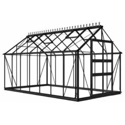 8' X 14' Halls Cotswold Blockley Greenhouse In Black With Toughened Glass (2.56m X 4.41m) -Halls || Lifetime || Keter Sales v01644 eden blockley 8x14 greenhouse black cutout min