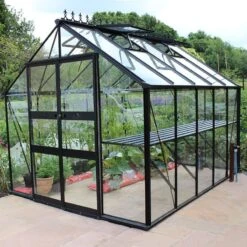 Halls || Lifetime || Keter Sales 22 8' X 14' Halls Cotswold Blockley Greenhouse In Black With Toughened Glass (2.56m X 4.41m)