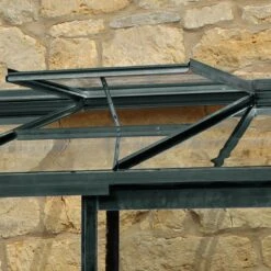 8' X 4' Halls Cotswold Broadway 84 Green Lean-To Greenhouse (2.56m X 1.32m) -Halls || Lifetime || Keter Sales v01704 8x4 halls cotswold broadway 84 lean to greenhouse green close up2 min