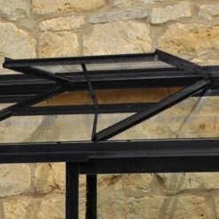 8' X 4' Halls Cotswold Broadway 84 Black Lean-To Greenhouse (2.56m X 1.32m) -Halls || Lifetime || Keter Sales v01706 8x4 halls cotswold broadway 84 lean to greenhouse black close up2 min 1