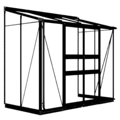 8' X 4' Halls Cotswold Broadway 84 Black Lean-To Greenhouse (2.56m X 1.32m) -Halls || Lifetime || Keter Sales v01706 8x4 halls cotswold broadway 84 lean to greenhouse black cutout min 1