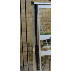 8' X 6' Halls Cotswold Broadway 86 Silver Lean-To Greenhouse (2.56m X 1.93m) -Halls || Lifetime || Keter Sales v01708 8x6 halls cotswold broadway 86 lean to greenhouse silver close up3 min