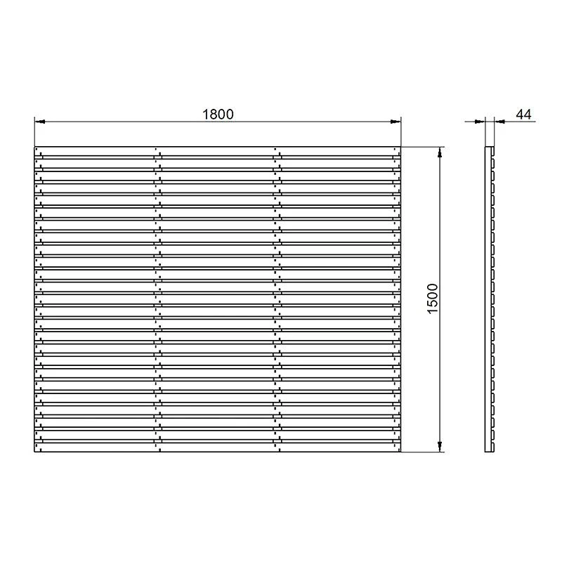 Forest 6' X 5' Pressure Treated Contemporary Slatted Fence Panel (1.8m X 1.5m) 2 Forest 6' X 5' Pressure Treated Contemporary Slatted Fence Panel (1.8m X 1.5m) - Image 2