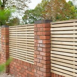 Forest 6' X 3' Pressure Treated Contemporary Double Slatted Fence Panel (1.8m X 0.91m) -Halls || Lifetime || Keter Sales venhhm3 6x3 pressure treated contemporary double slatted fence panel no2 min