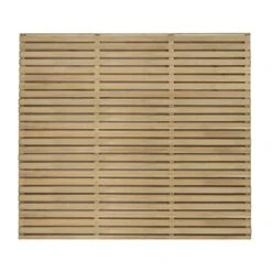Forest 6' X 5' Pressure Treated Contemporary Double Slatted Fence Panel (1.8m X 1.5m) -Halls || Lifetime || Keter Sales venhhm5 double sided slatted panel 1 5m high cutout1 min