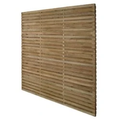 Forest 6' X 6' Pressure Treated Contemporary Double Slatted Fence Panel (1.8m X 1.8m) -Halls || Lifetime || Keter Sales venhhm6hd double side slatted panel 1 8m cutout2