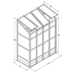 5'x2' Forest Victorian Tall Wall Greenhouse With Auto Vent (1.47x0.72m) -Halls || Lifetime || Keter Sales victgh drawing min 1